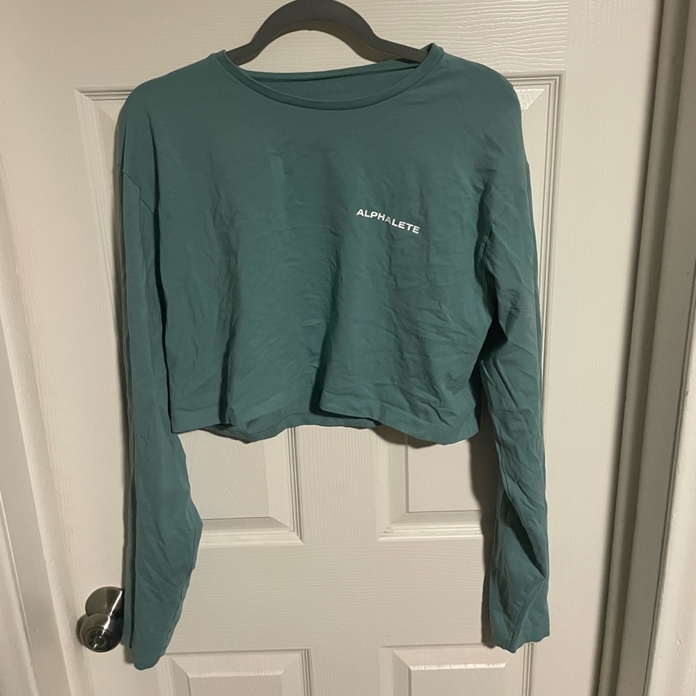 Alphalete light teal longsleeve crop